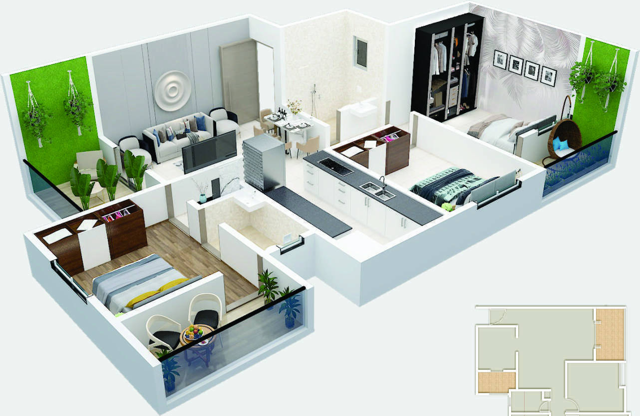 Luxury 3 BHK Floor Plan
